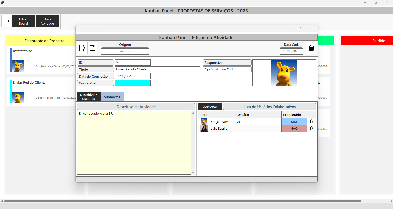 Controle de usuários do Kanban no GME Phoenix